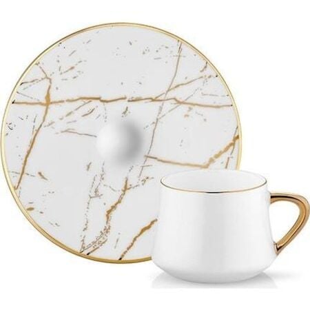 Koleksiyon Sufi Beyaz Mermer 6 Lı Çay Nescafe Fincanı