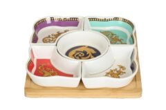 Lucky Art Valencıa Bone 5 Bölmeli Bambu Tepsılı Sunumluk Setı