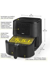 N8Werk Hot Aır Fryer - Dijital Ekran | 7 Program | 5.5L Sepet | 1800 Watt | Orjinal Alman Üretimi