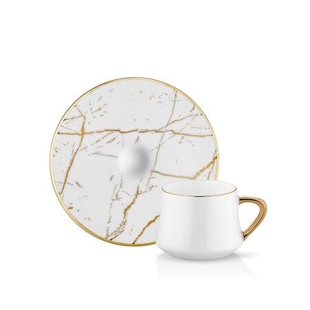 Koleksiyon Sufi Beyaz Mermer 6 Lı Türk Kahvesi Fincanı