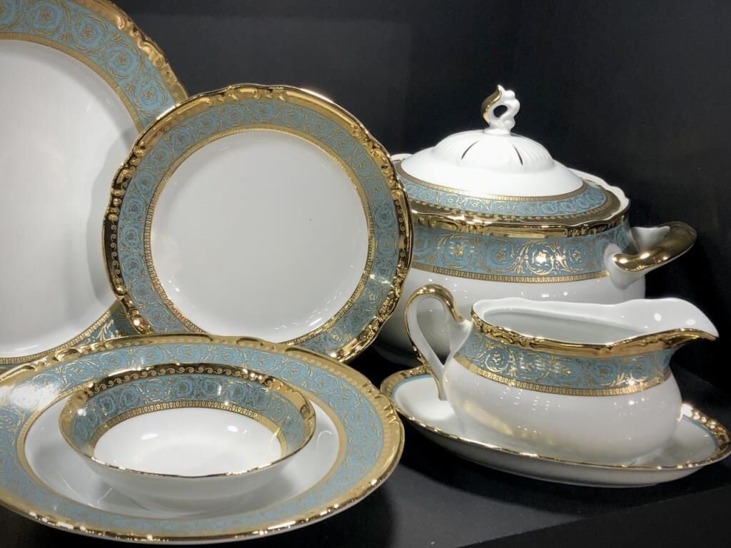 Thun Constance 77 Parça Altın Yaldızlı Porselen Yemek Takımı