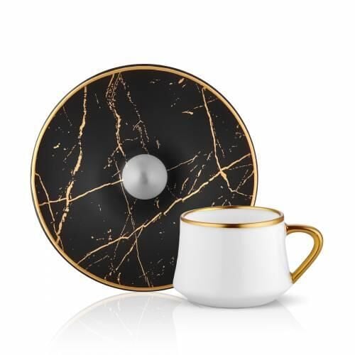 Koleksiyon Sufi Siyah Mermer 6 Lı Türk Kahvesi Fincanı