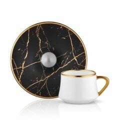 Koleksiyon Sufi Siyah Mermer 6 Lı Türk Kahvesi Fincanı