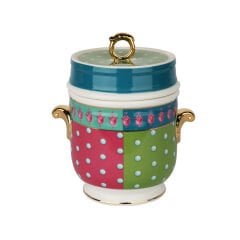 Lucky Art Estelle Bone China Porselen Karışık Desenli Kulplu Kavanoz 16 cm