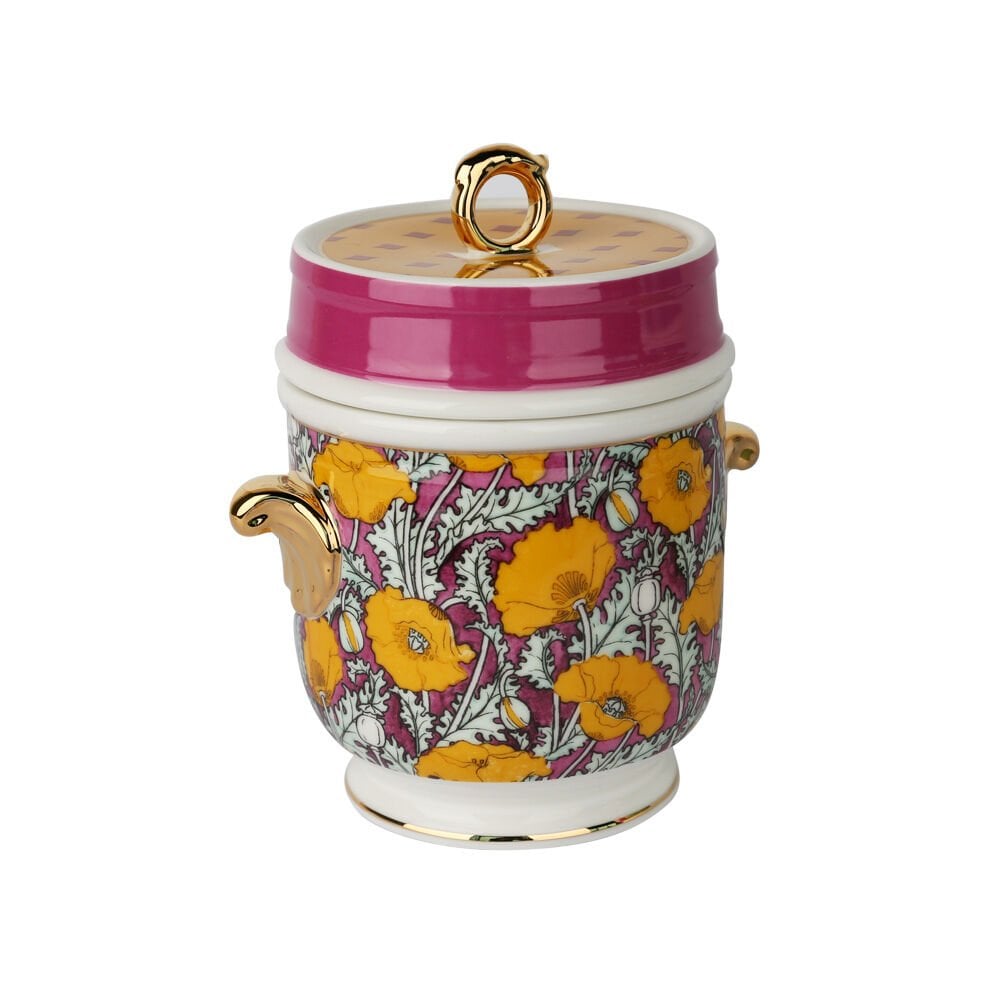 Lucky Art Elıana Bone China Porselen Karışık Desenli Kulplu Kavanoz 16 cm