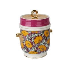 Lucky Art Elıana Bone China Porselen Karışık Desenli Kulplu Kavanoz 16 cm