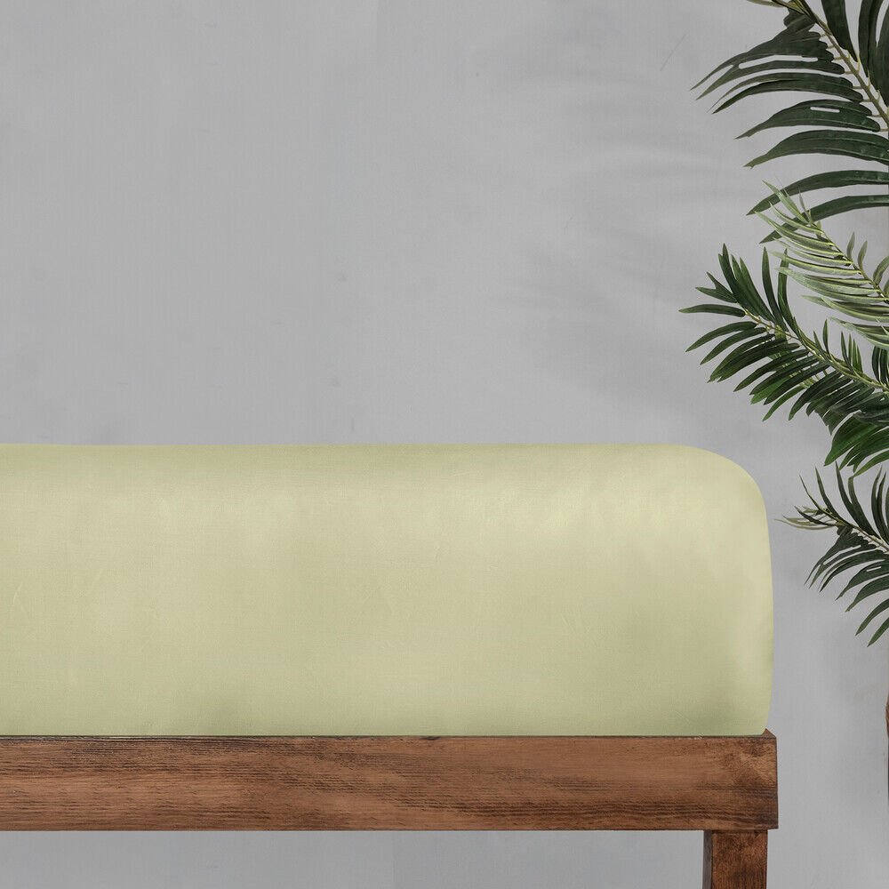 Sarev Monochrome %100 Pamuk Saten Düz Çarşaf Çift Kişilik-Lemon Cream