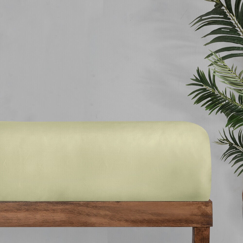 Sarev Monochrome %100 Pamuk Saten Düz Çarşaf Çift Kişilik-Lemon Cream