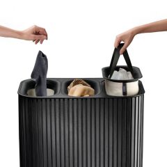 Joseph Joseph Tota 90 L Trio Luxe 3 Bölmeli Çamaşır Ayırma Sepeti - Siyah (5000007)