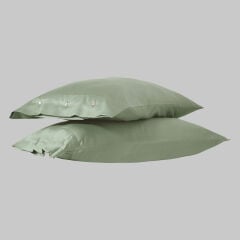 Sarev Monochrome %100 Pamuk Saten Yastık Kılıfı-Yeşil