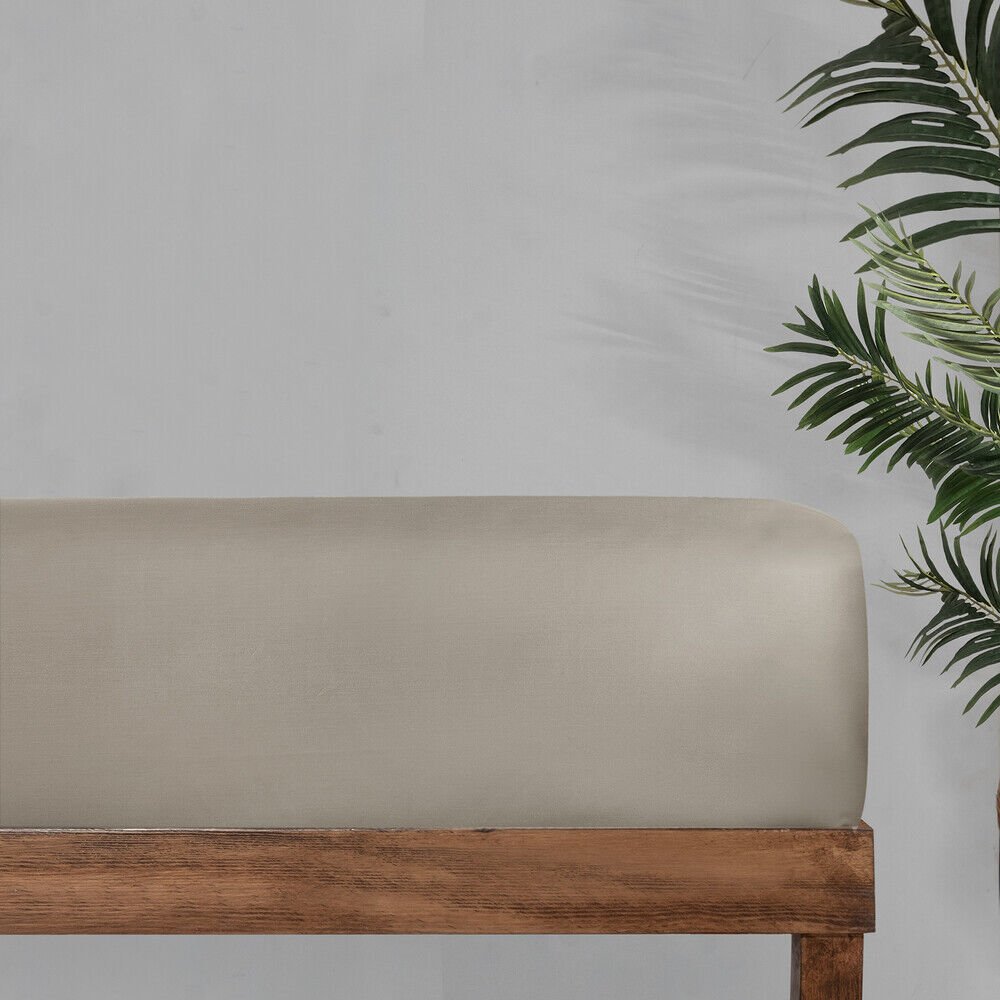 Sarev Monochrome %100 Pamuk Saten Düz Çarşaf Tek Kişilik-Mocha