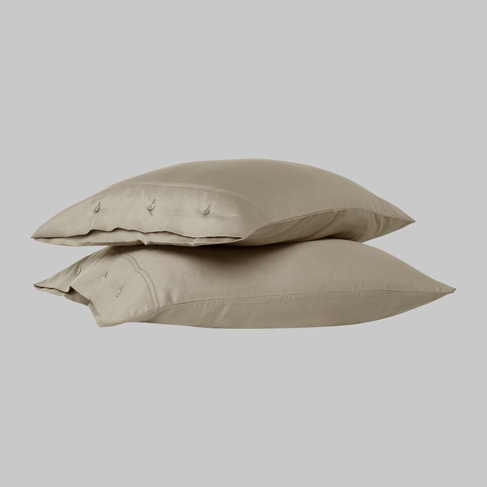 Sarev Monochrome %100 Pamuk Saten Yastık Kılıfı-Mocha