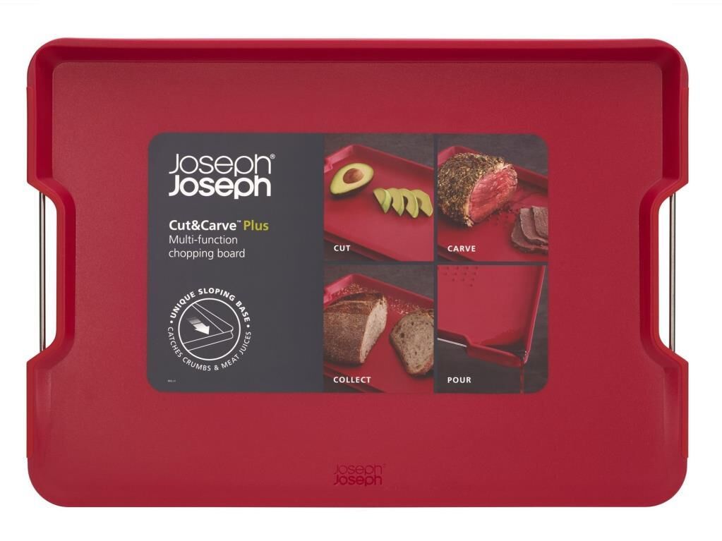 Joseph Joseph Cut&Carve Plus Büyük Kesme Tahtası - Kırmızı 41X29 Cm