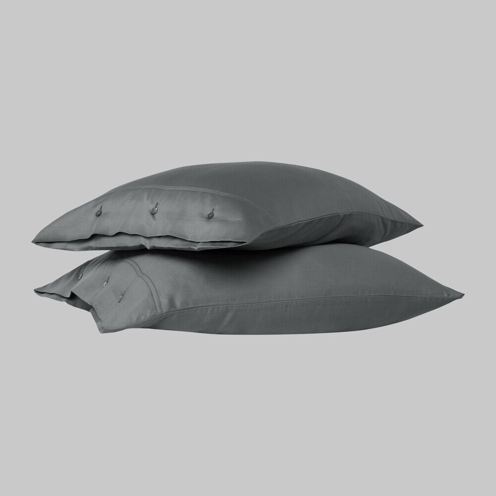 Sarev Monochrome %100 Pamuk Saten Yastık Kılıfı-Gri