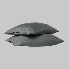 Sarev Monochrome %100 Pamuk Saten Yastık Kılıfı-Gri