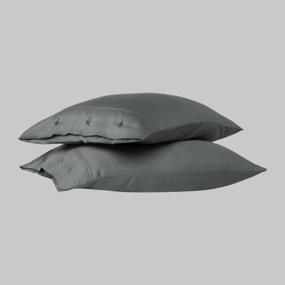 Sarev Monochrome %100 Pamuk Saten Yastık Kılıfı-Koyu Gri