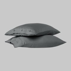 Sarev Monochrome %100 Pamuk Saten Yastık Kılıfı-Koyu Gri