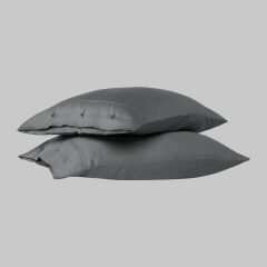 Sarev Monochrome %100 Pamuk Saten Yastık Kılıfı-Koyu Gri