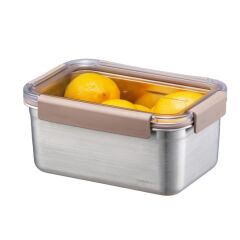 Locknlock Paslanmaz Çelik Fırın & Saklama Kabı Dörtgen Kilitli 1.5 Lt - Kahverengi