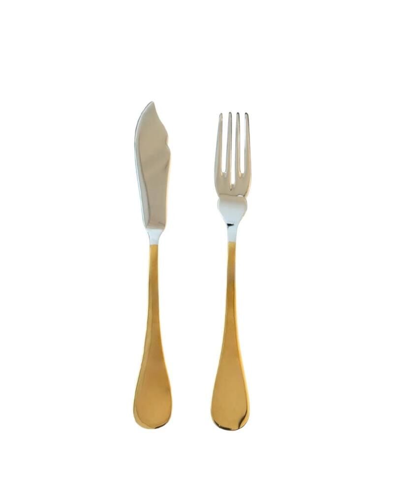 Herdmar Rocco Yarım Gold 24 Parça Balık Çatal Bıçak Seti-12 Kişilik