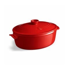 Emile Henry Ateşe Dayanıklı Tencere  Oval 6 Lt Kırmızı/Burgundy -344560