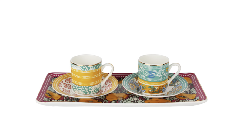 Lucky Art Elıana Bone 2Li Tepsili Kahve Fincan Seti