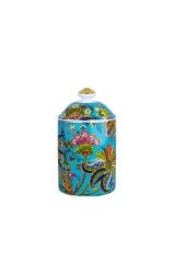 Lucky Art Yvette Turkuaz Paisley Desen Porselen Kavanoz 14 cm
