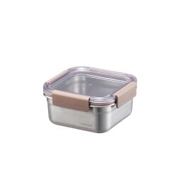 Locknlock Paslanmaz Çelik Fırın & Saklama Kabı Kare Kilitli 700 Ml - Kahverengi