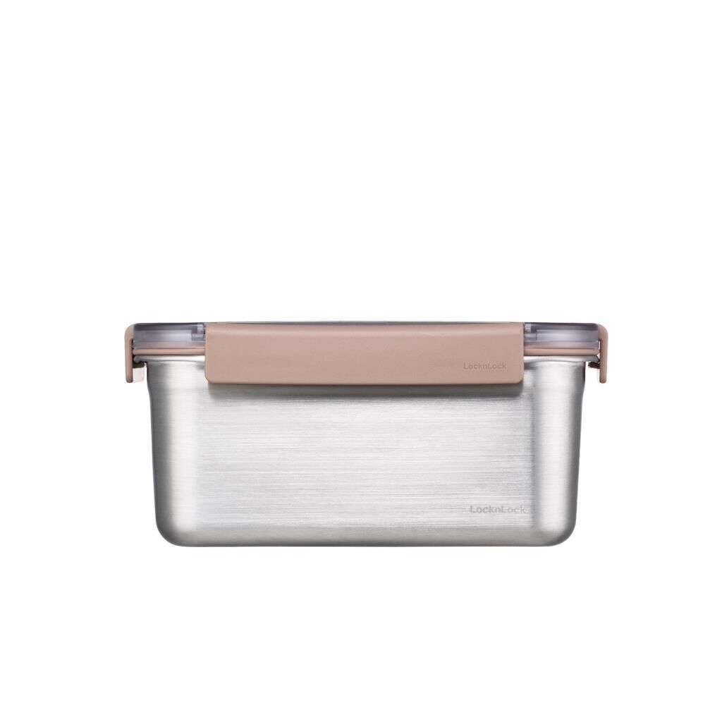 Locknlock Paslanmaz Çelik Fırın & Saklama Kabı Kare Kilitli 1.3 Lt Ml - Kahverengi
