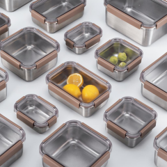 Locknlock Paslanmaz Çelik Fırın & Saklama Kabı Kare Kilitli 1.3 Lt Ml - Kahverengi