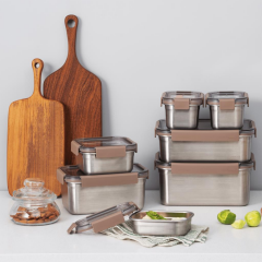 Locknlock Paslanmaz Çelik Fırın & Saklama Kabı Kare Kilitli 1.3 Lt Ml - Kahverengi