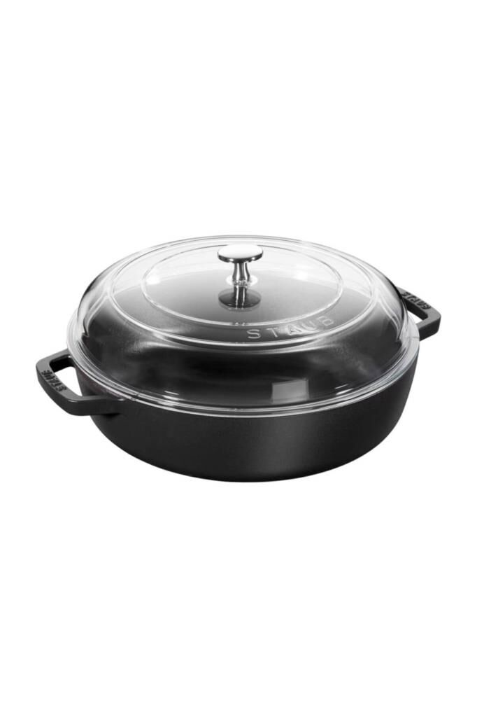 Staub 26 Cm Cam Kapaklı Döküm Sote Tenceresi Siyah
