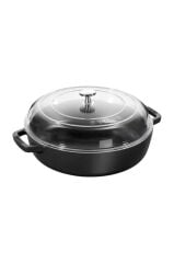 Staub 26 Cm Cam Kapaklı Döküm Sote Tenceresi Siyah