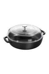 Staub 26 Cm Cam Kapaklı Döküm Sote Tenceresi Siyah