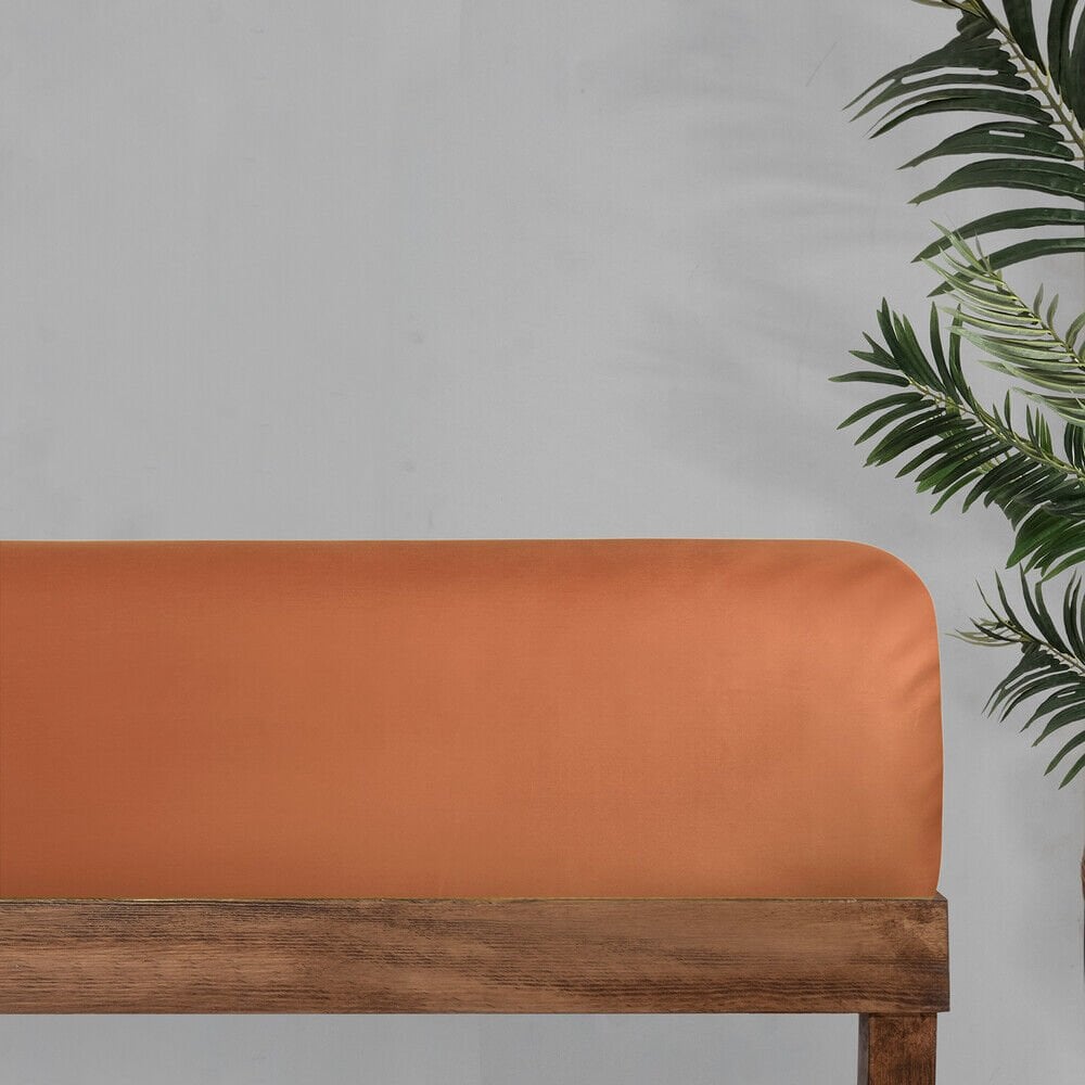 Sarev Monochrome %100 Pamuk Saten Düz Çarşaf Tek Kişilik-Terracotta