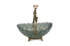 Mikasa Moor Turkuaz Yeşil Yapraklı Bronz İşlemeli Dek Tabak 24x15x24cm