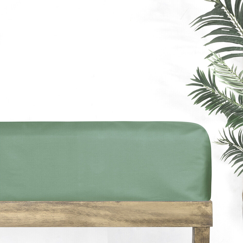 Sarev Monochrome %100 Pamuk Saten Düz Çarşaf Çift Kişilik-Forest Green