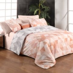 Sarev Peonia Taba Çift Kişilik %100 Pamuk Saten Nevresim Takımı