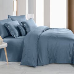 Sarev Monochrome %100 Pamuk Saten Nevresim Çift Kişilik-Royal Blue