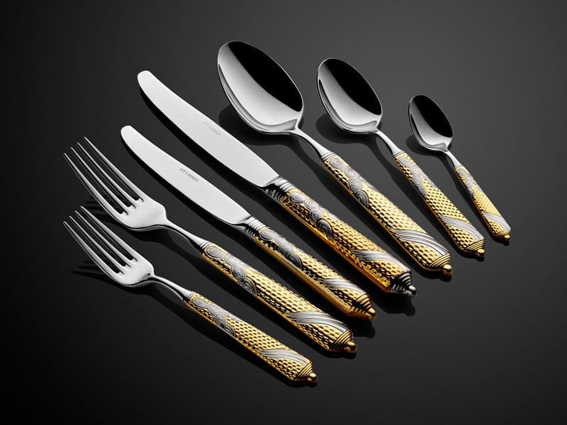 Lamedore Embossed Yarım Gold 89 Parça Çatal Bıçak Seti