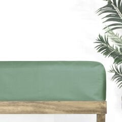 Sarev Monochrome %100 Pamuk Saten Düz Çarşaf Tek Kişilik-Forest Green