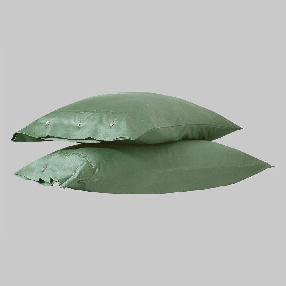 Sarev Monochrome %100 Pamuk Saten Yastık Kılıfı-Forest Green