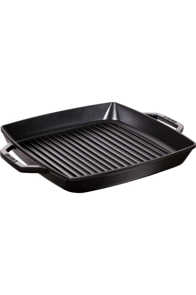 Staub Çift Kulplu Döküm Izgara Tava 33 Cm Siyah