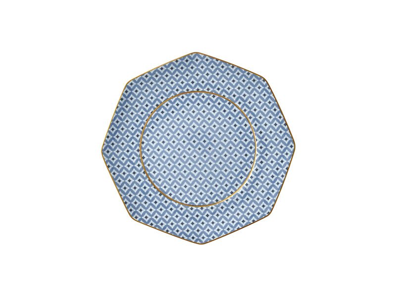 Tea Delight Regency Damask Mavi Tekli Ekmek Tabağı 17cm