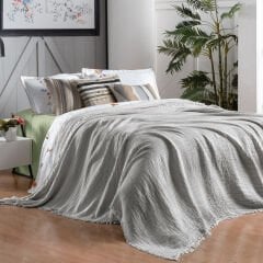 Sarev Nelson Gri Tek Kişilik %100 Pamuk Yatak Örtüsü Seti