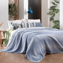 Sarev Nelson Mavi Tek Kişilik %100 Pamuk Yatak Örtüsü Seti