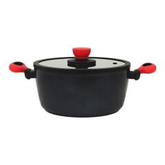 Leggno Colorgy Diamondpro 24Cm Derin Tencere-Kırmızı