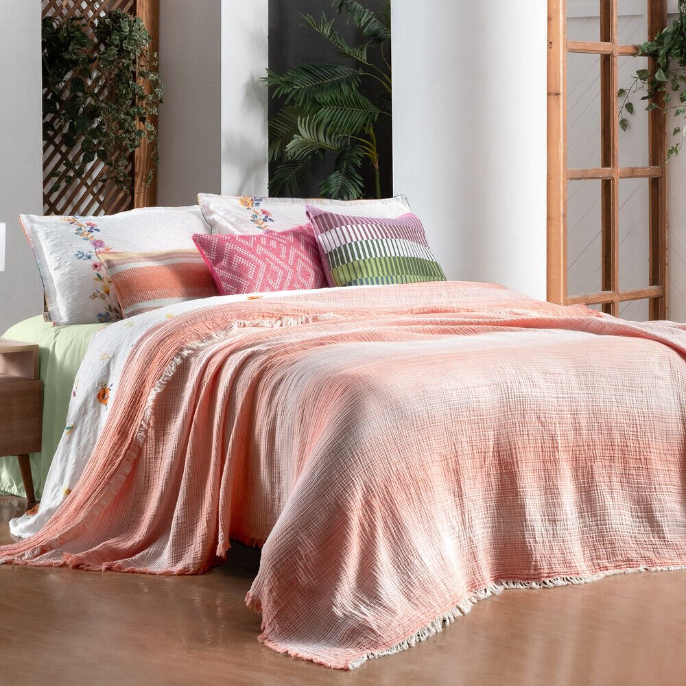 Sarev Nelson Somon Çift Kişilik %100 Pamuk Yatak Örtüsü Seti