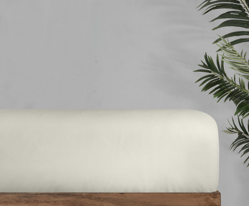 Sarev Monochrome Tek Kişilik %100 Pamuk Saten Fitted Çarşaf -Ekru