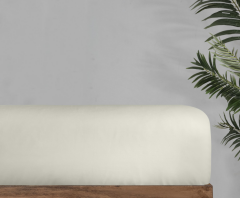Sarev Monochrome Tek Kişilik %100 Pamuk Saten Fitted Çarşaf -Ekru